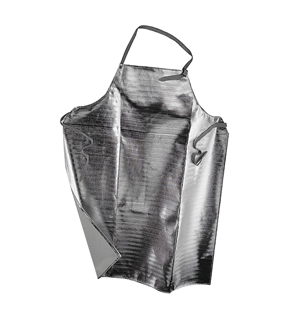 Aluminized heat resistant safety apron 24x48 inches with reflective surface for metalworking protection