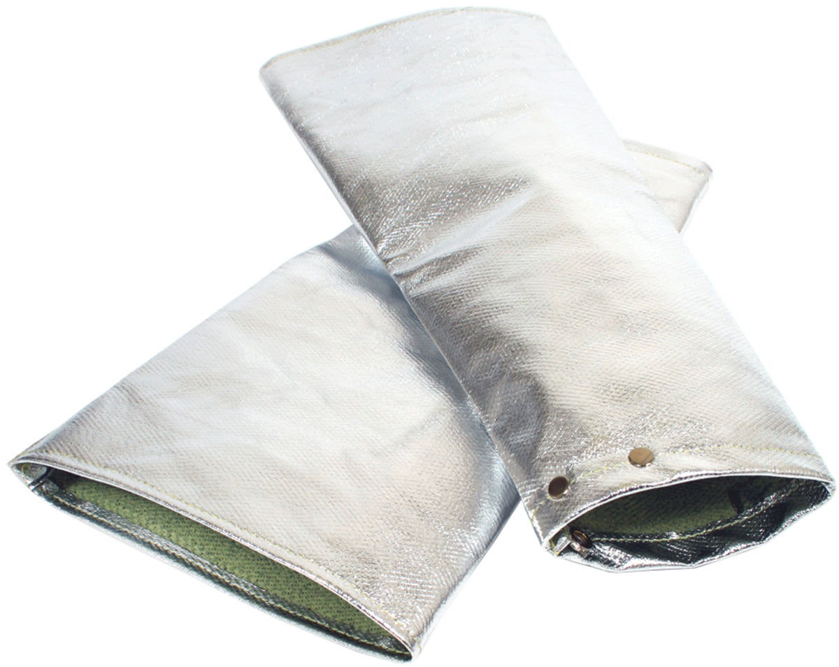 18" aluminized Norbest 913 sleeves pair with heat-resistant Kevlar for welding protection