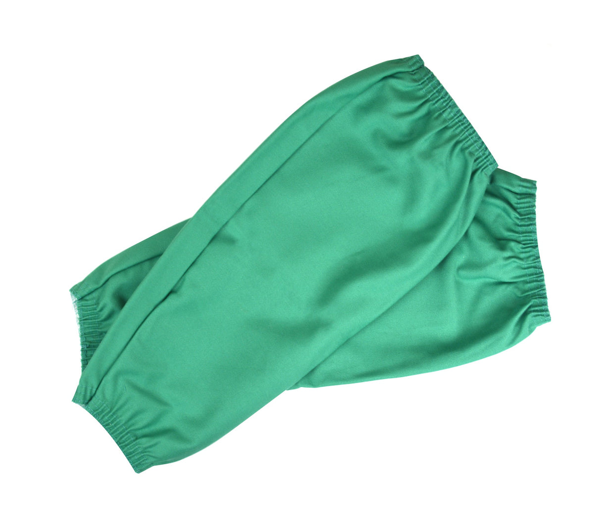 18-inch green flame-resistant sleeves made from 9 oz cotton with elastic cuffs for welding protection