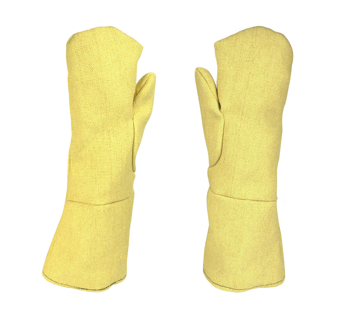 Pair of 18-inch heat-resistant Kevlar™ mittens with extended cuff for industrial protection