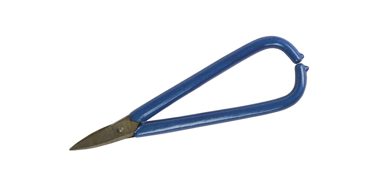 Jeweler's Locking Snip Cutters with blue insulated handle and sharp metal blades for precise jewelry cutting