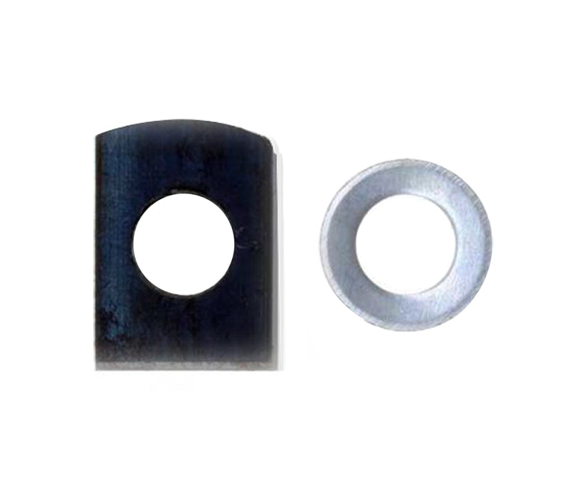 Pack of 2 round and rectangular washers for holding blades, corrosion-resistant and precision fit.