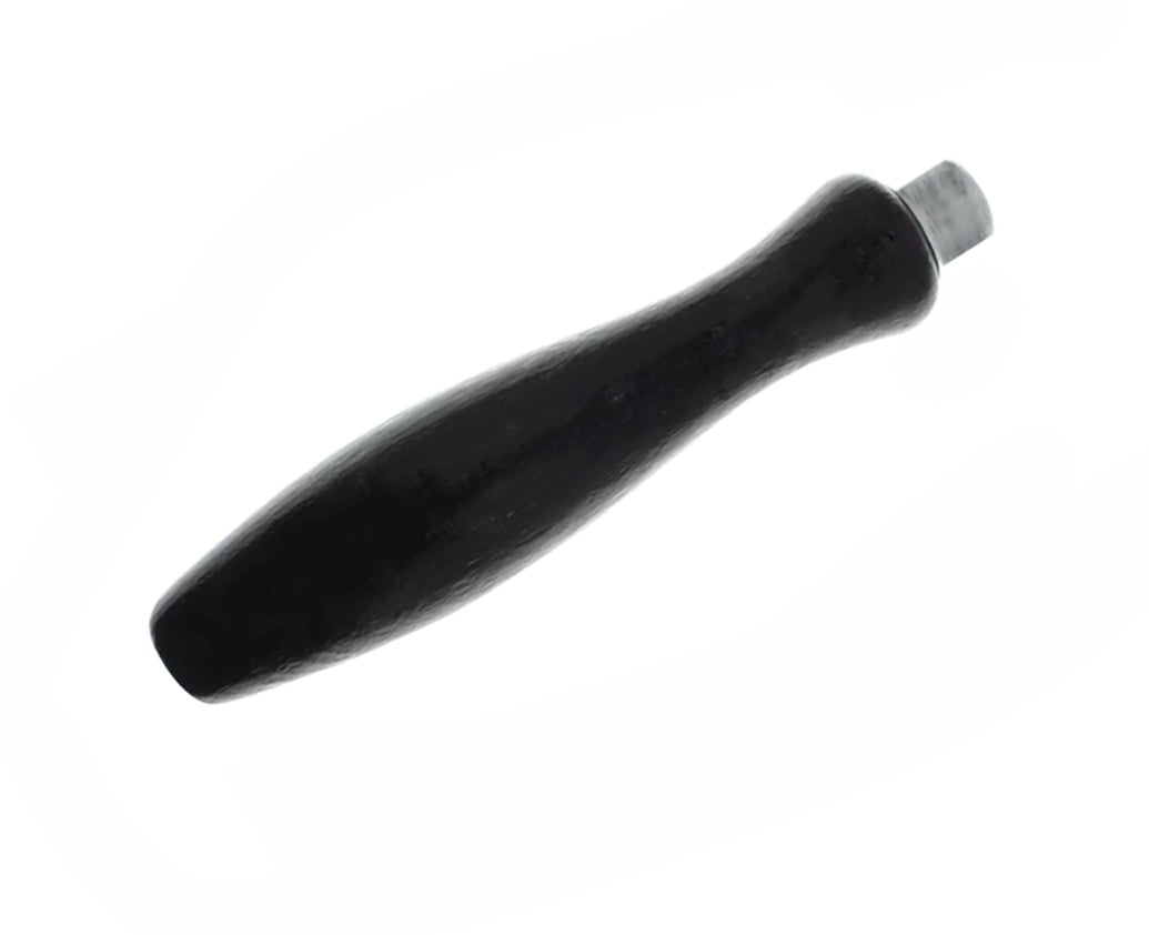 Ergonomic black saw handle designed for German sawframes with durable, corrosion-resistant shaft for precise woodworking.