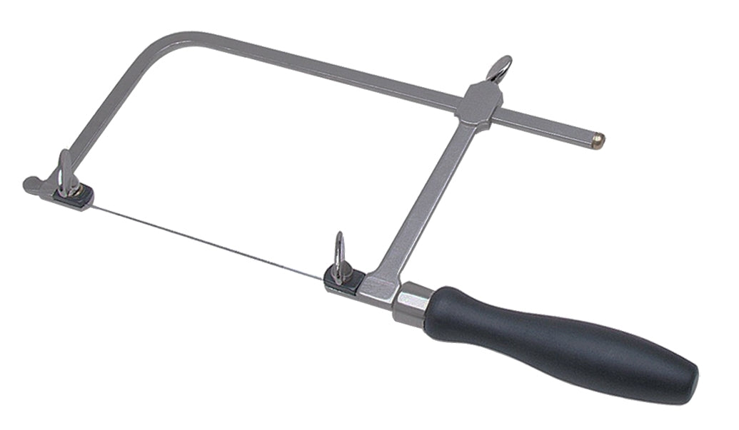 4-inch German-Style Sawframe with high carbon steel frame and black ergonomic handle for precise fretwork and blade stability