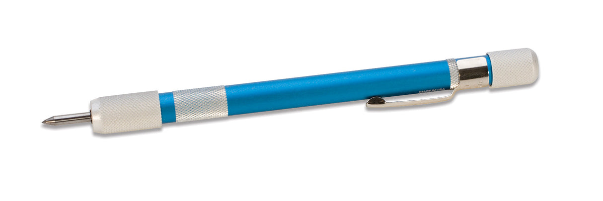 5-1/2 inch double-tipped scribe with replaceable carbide tips and blue handle for precise marking