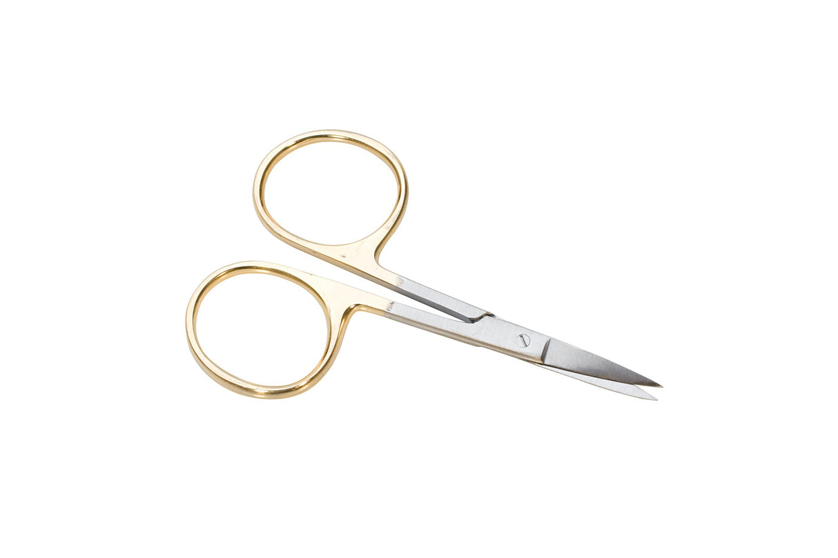 3-1/2 inch stainless steel scissors with gold-colored handles and sharp 1-inch blades for precise cutting