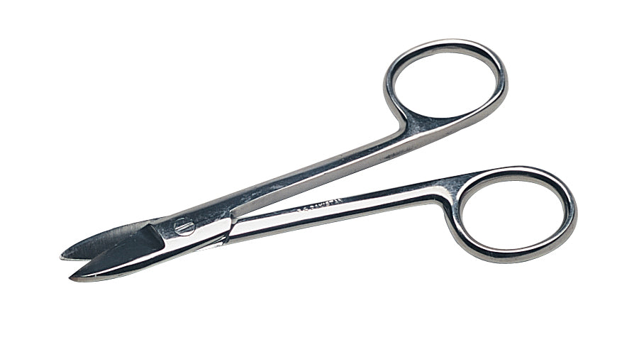 4-1/2 inch stainless steel straight crown scissors for precise cutting of soft wire and light metals