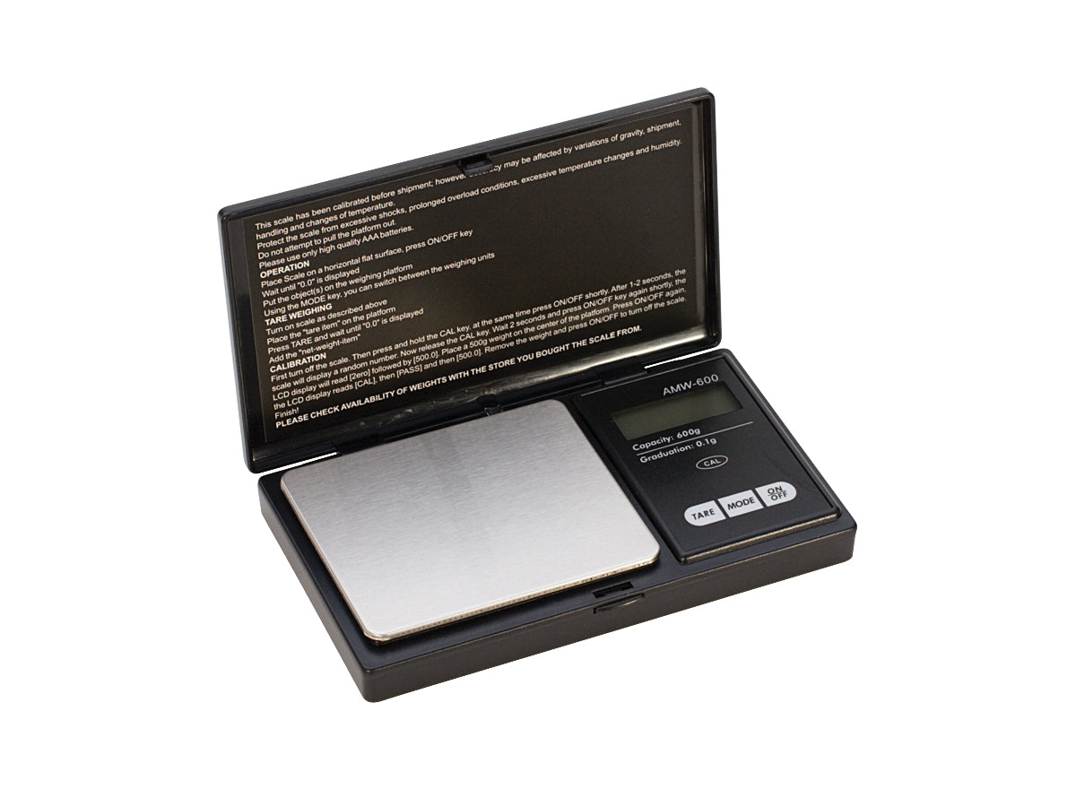 Compact 600 x 0.1 grams digital pocket scale with auto calibration and multiple unit modes