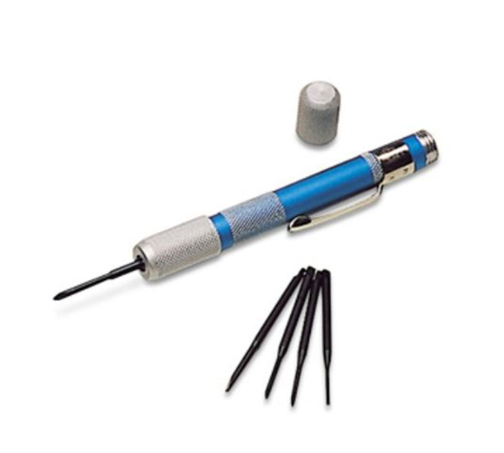 5 piece combination screwdriver set with larger heat-treated blades and aluminum pen-size holder with pocket clip