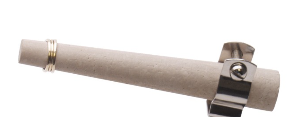 Replacement ceramic mandrel for jewelry making with heat-resistant, durable construction and metal clamp attachment