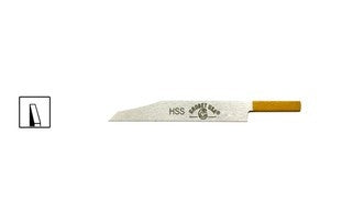 Grobet High Speed Steel pre-shaped graver with 1.0 mm flat edge and yellow tang handle for precise engraving