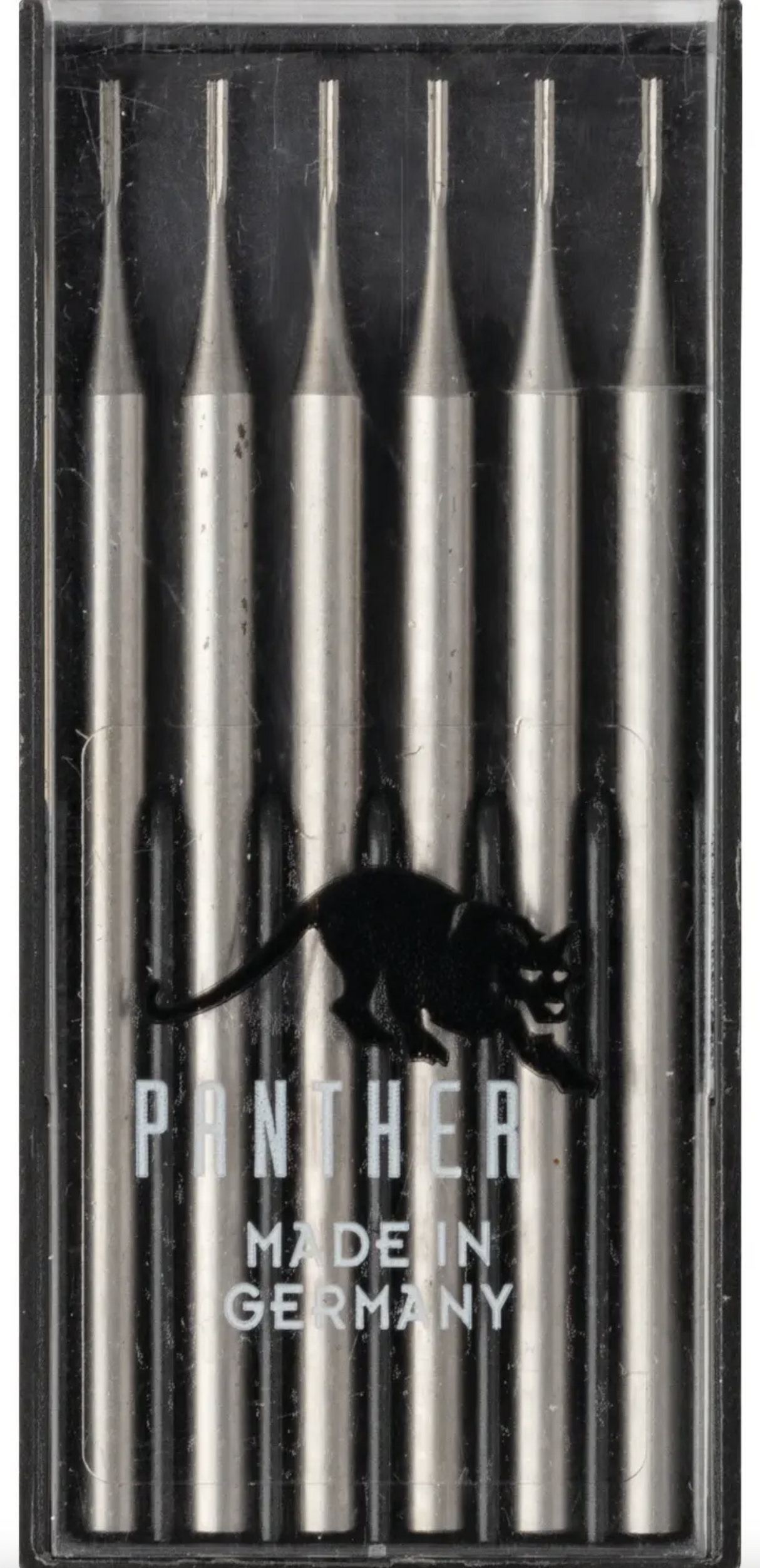 6/Pk Panther™ 1.2 mm cross-cut cylinder burs set in Fig 21 configuration for precision grinding and finishing