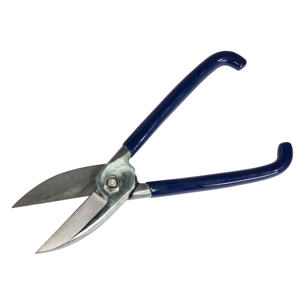 Economy-Heavy Duty Pattern Shears with steel blades and blue plastic-coated handles for metal cutting