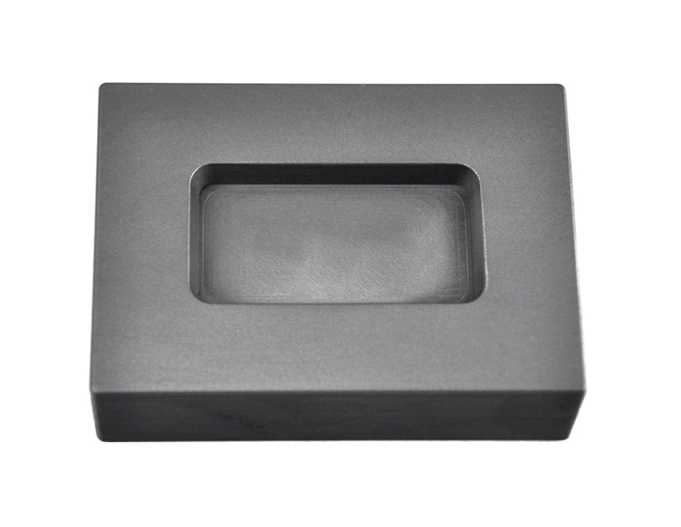 3 Troy Ounce Silver rectangular graphite ingot mold with smooth cavity and tapered sides