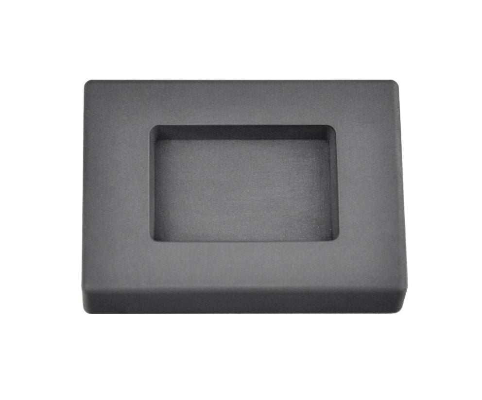 2 Troy Ounce Silver rectangular graphite ingot mold with smooth cavity and tapered sides for silver casting