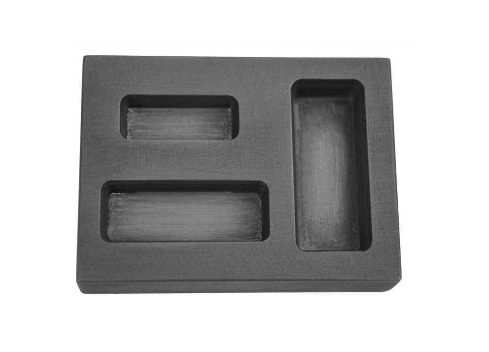 1/4-1/2-1 oz combo silver casting graphite ingot mold with three cavities for precise silver bar making