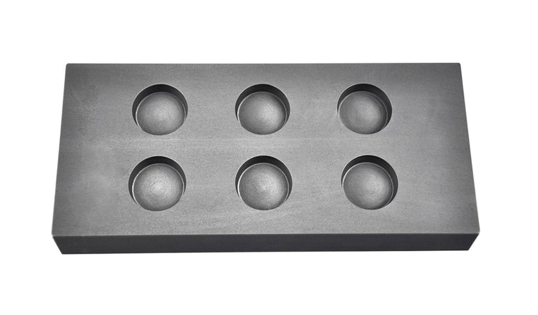 1 Troy Ounce Silver graphite ingot mold with six round cavities for multiple coin casting