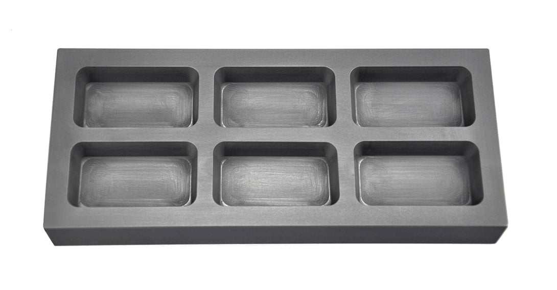 10 Troy Ounce multi cavity silver rectangular graphite ingot mold with six cavities