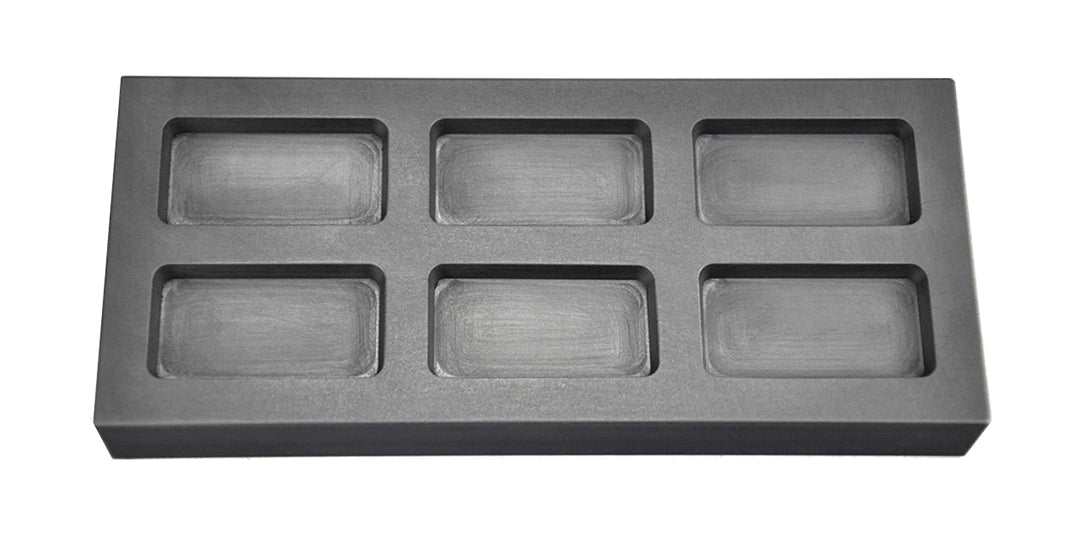 1/2 Troy Ounce six-cavity rectangular graphite ingot mold for silver casting