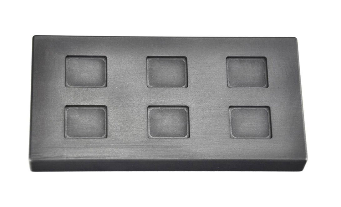 1/4 Troy Ounce graphite ingot mold with six rectangular cavities for silver casting