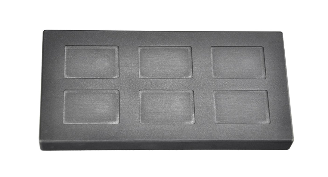 5 gram rectangular graphite ingot mold with six cavities for silver casting