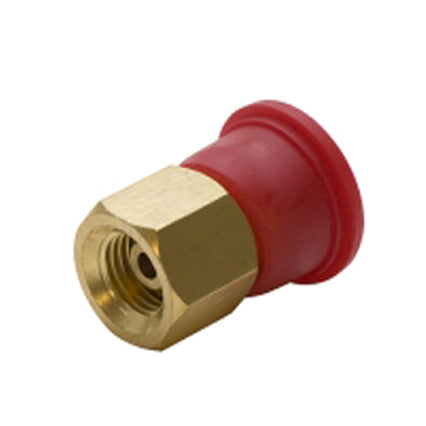 B to A Adapter - Oxygen for airtight connection between oxygen tanks and regulators with durable brass and red plastic construction