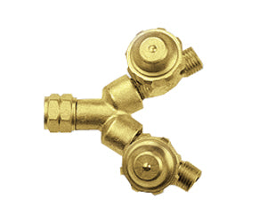 Brass Y connector for Fuel/Gas B connection with on/off valves