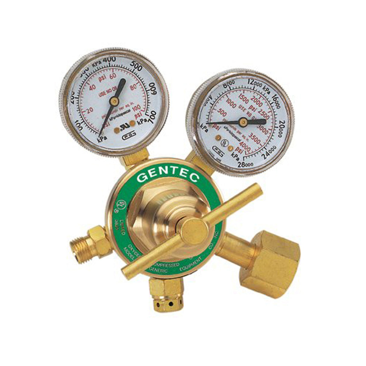 Single Stage Acetylene Regulator with dual gauges for precise welding gas control and durable brass construction