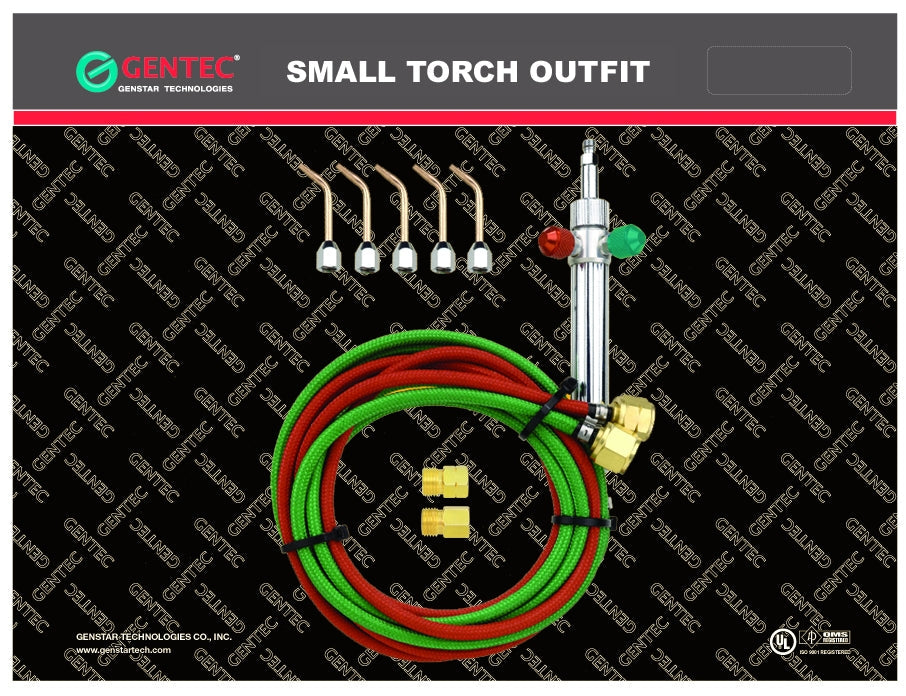 Acetylene and oxygen small torch kit with five interchangeable tips #2-6 and hoses for brazing and soldering
