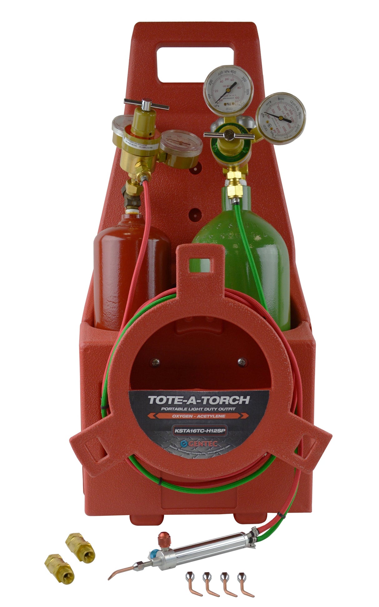 Oxygen/Acetylene Complete Small Kit with regulators, #2-6 tips, and portable torch for cutting and heating tasks