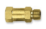 Pair of brass check valves preventing reverse gas flow for torch and regulator safety with 9/16" connections
