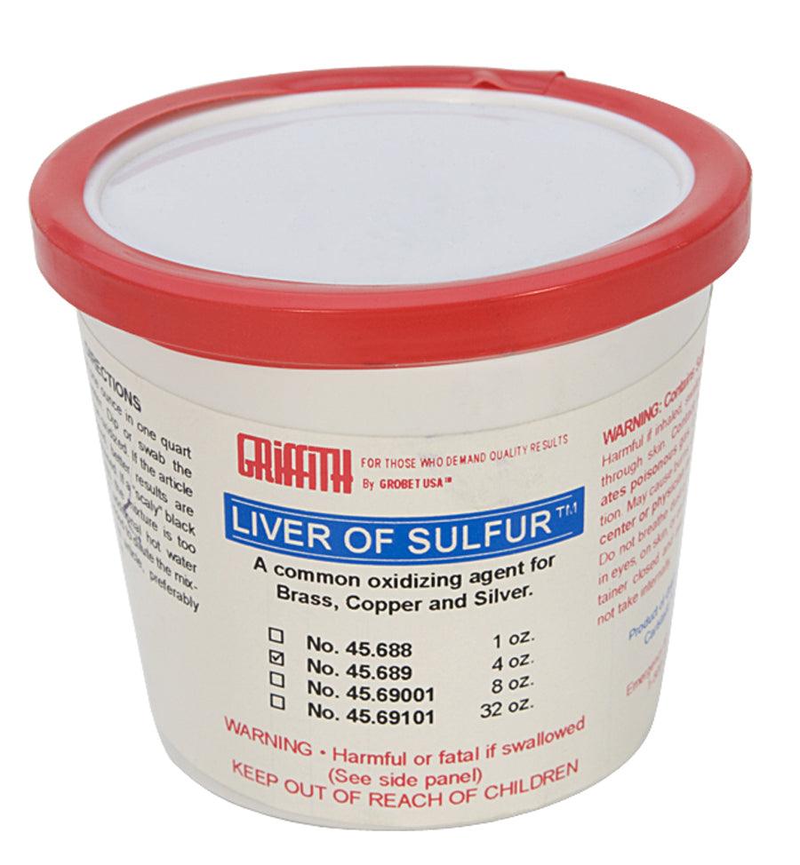 4 oz jar of Liver of Sulfur silver metal oxidizing agent for patina and black finish on metals
