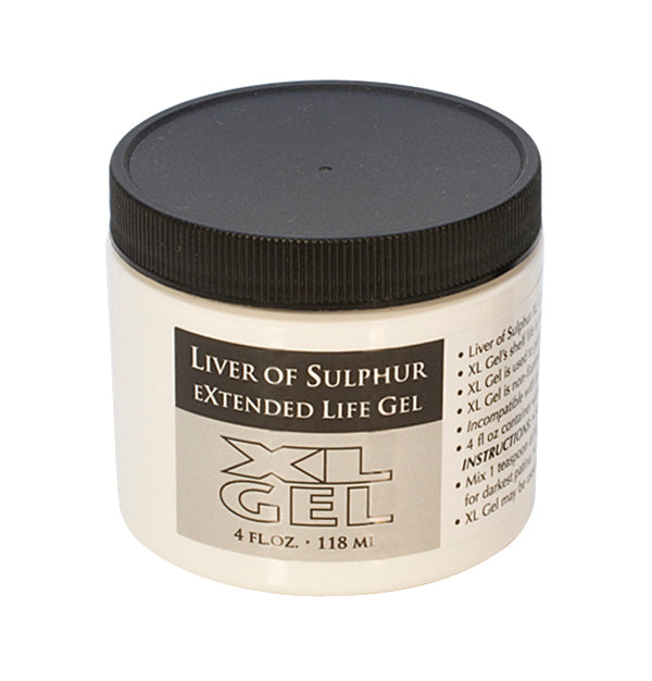 4 fl oz jar of Liver of Sulfur Gel for extended life, non-hazardous and versatile use
