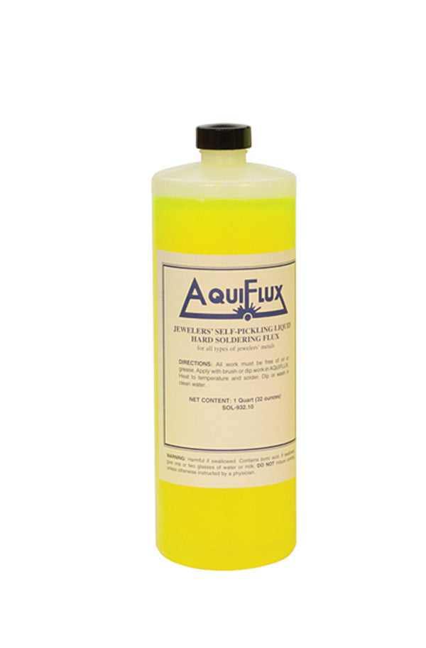 Aquiflux 1 quart yellow-green self-pickling soldering flux bottle for precision metal soldering