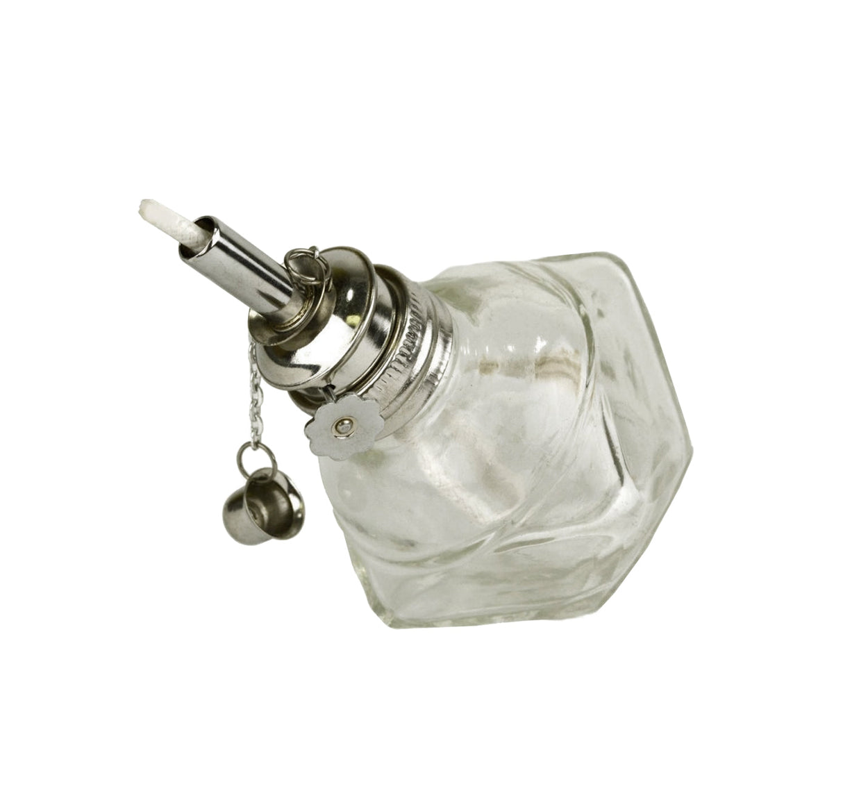 Alcohol glass burner lamp with adjustable 3/16 inch wick and snuffer cap for precise flame control in crafting and jewelry making