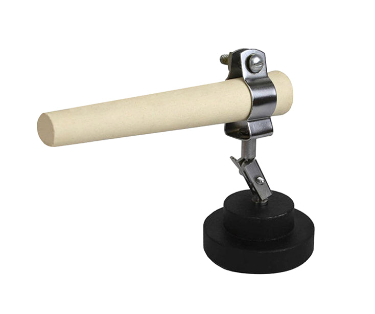 Ceramic rod with holder and heavy metal base for adjustable ring soldering support