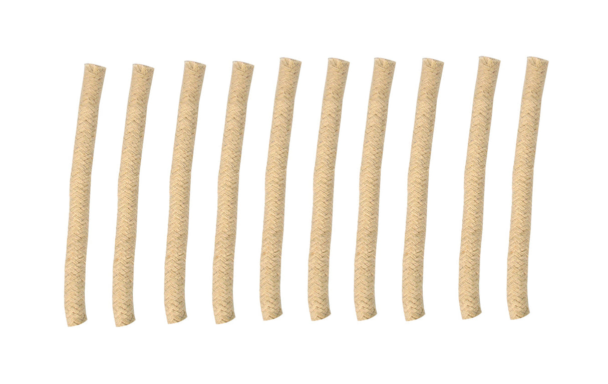 Pack of ten 1/2 inch cotton replacement wicks for alcohol glass burner lamps