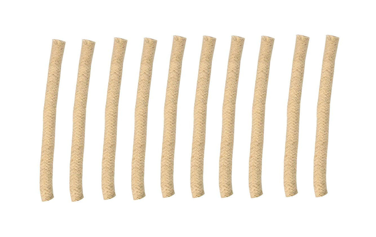 Pack of ten 1/2 inch cotton replacement wicks for alcohol glass burner lamps