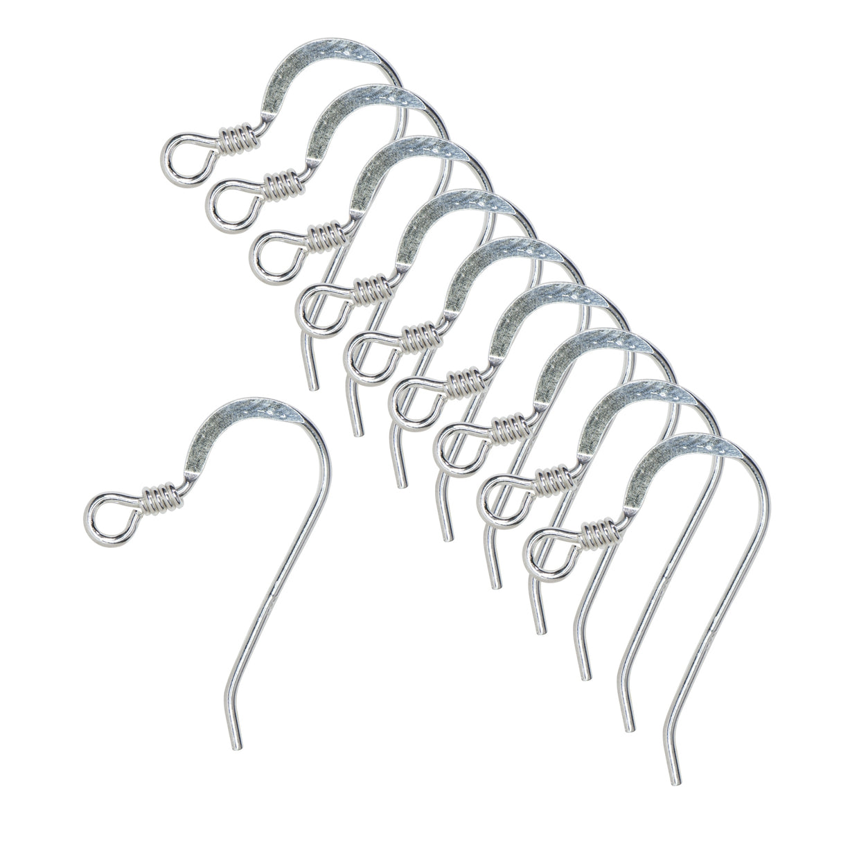 10/Pk Sterling Silver .925 19 MM Flat Ear Wire with 2 MM Ring & Coil by PMC Supplies