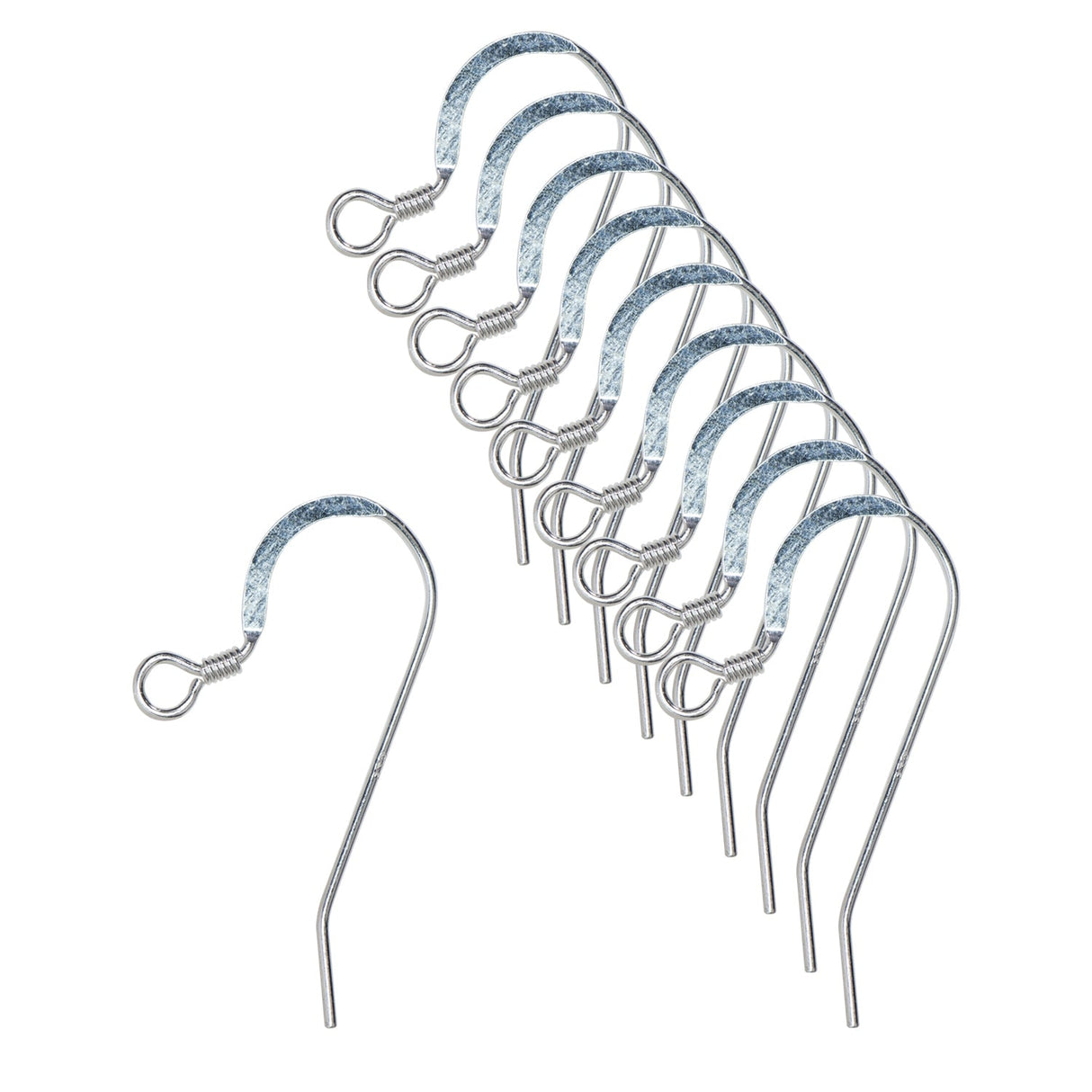 Sterling Silver.925 25mm flat ear wires with 2mm ring and coil 10-pack for DIY jewelry making