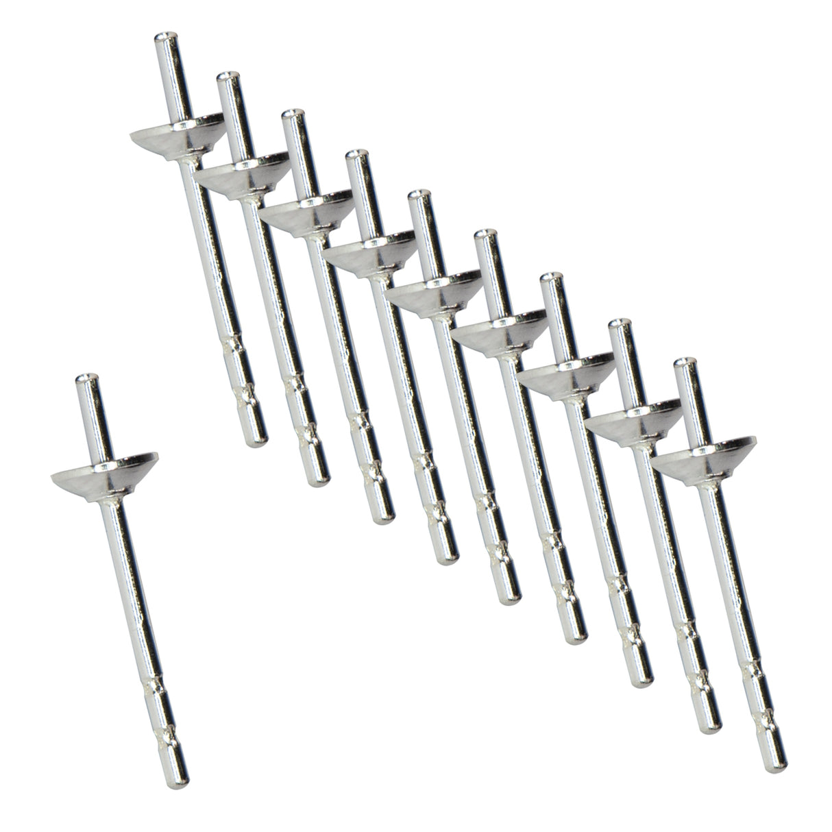 3 MM Sterling Silver Pearl Cups with Post - 10 Pack by PMC Supplies