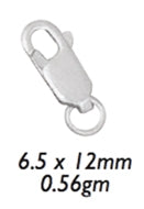 6/Pk 6.5 x 12 MM Sterling Silver Oval Lobster Clasps .56 GM (w/ Ring) by PMC Supplies