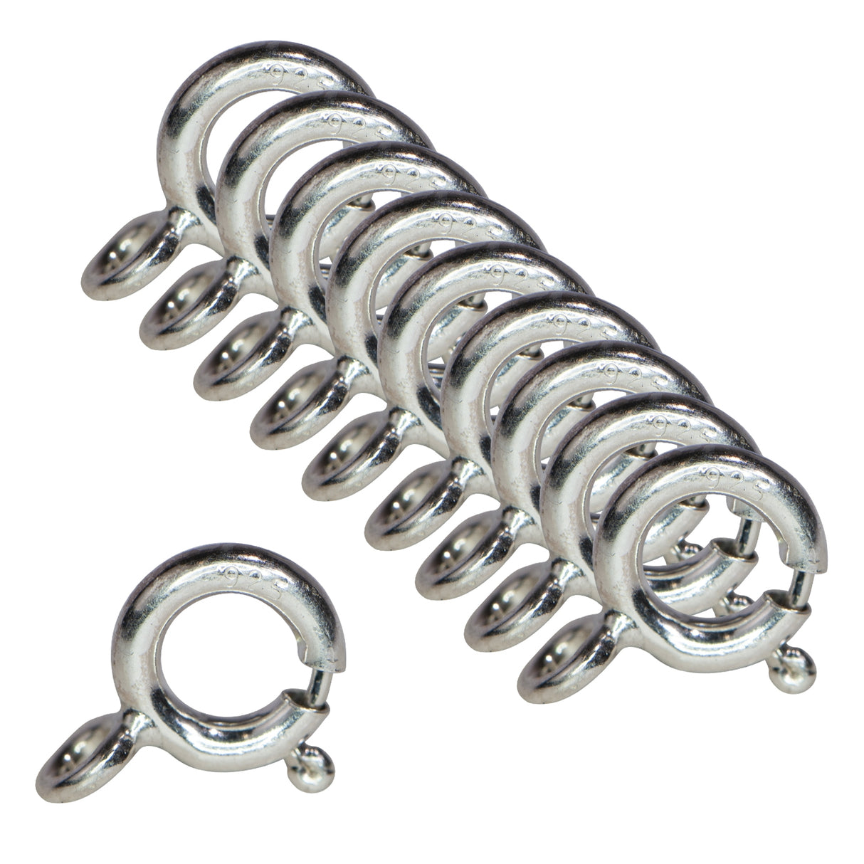 10/Pk 7 MM Spring Ring Closed Ring Sterling Silver by PMC Supplies