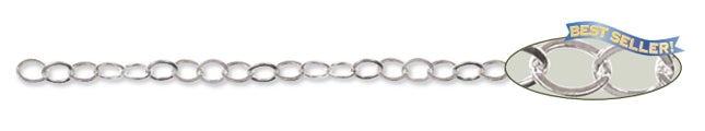 Chain 3.7 MM Flat Cable Sterling Silver VID=2.6 MM - Sold Per Foot by PMC Supplies