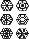 Set of small hexagon blocks with geometric patterns for educational play and STEM learning