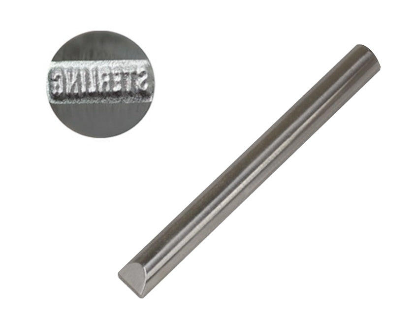 STERLING 1 MM Straight Stamp tool made of 1/4 round heat treated steel for precise jewelry and metal stamping with bold STERLING imprint