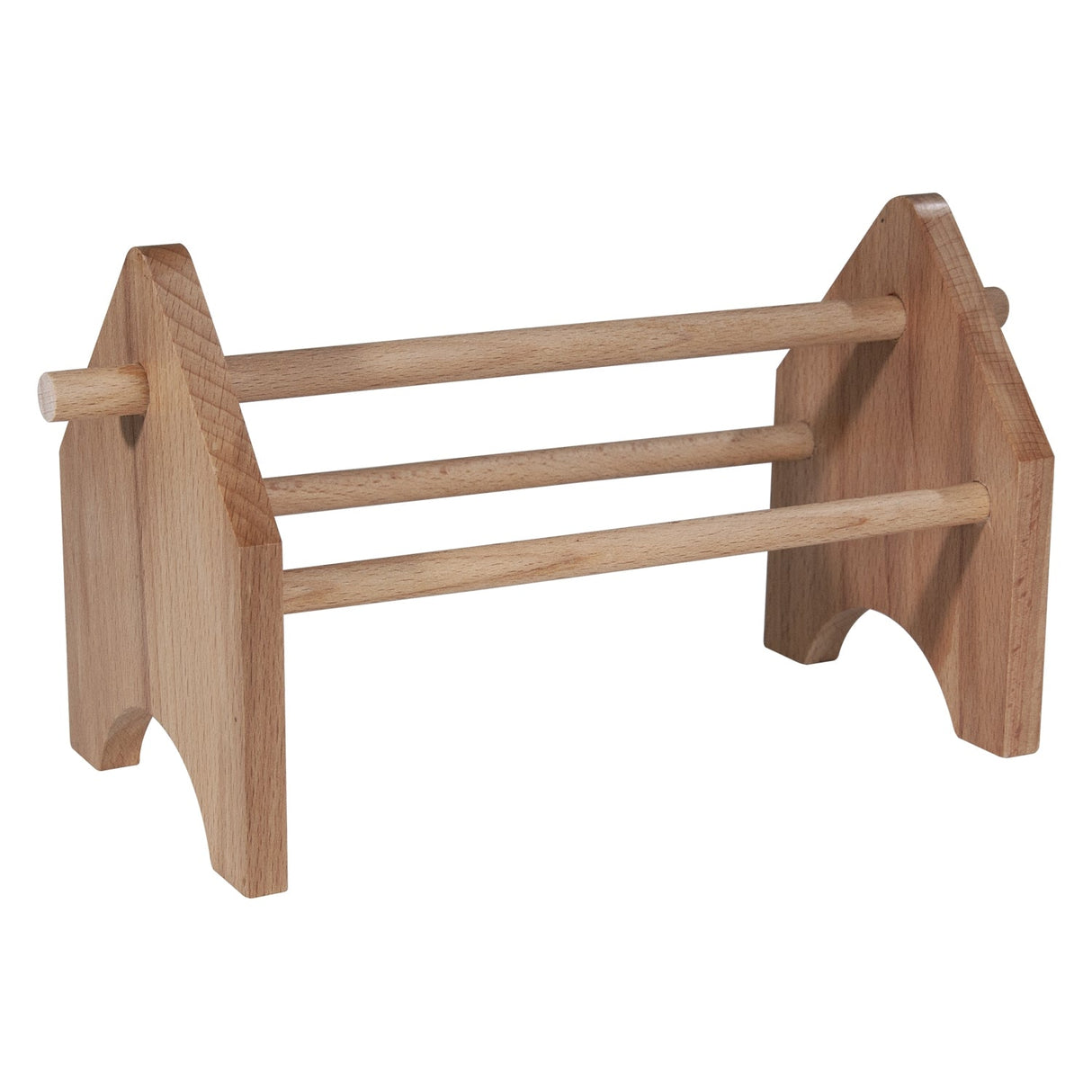 Solid wood plier rack with two horizontal bars for tool organization and cutter storage
