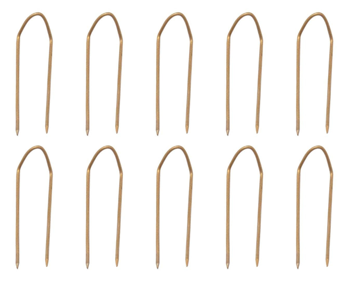 Set of 100 large brass U pins with dual points for secure jewelry displays