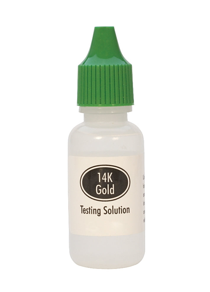 14K gold testing acid bottle with green cap for precise gold alloy testing