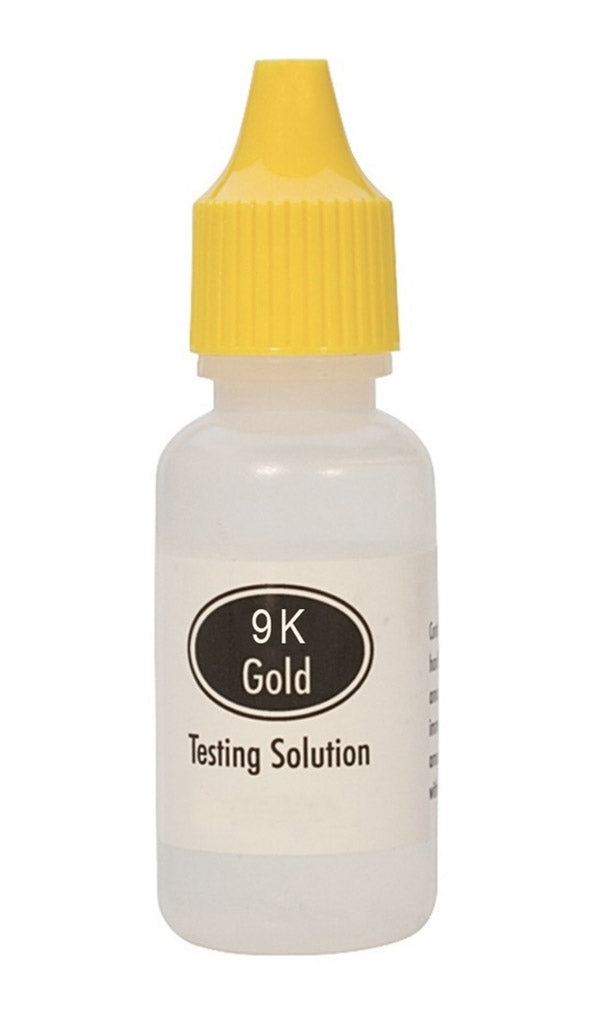 9K Gold Testing Acid bottle with yellow cap for accurate gold karat verification